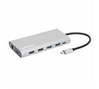 Manhattan USB-C Dock/Hub with Card Reader and MST, Ports (x10): Ethernet, 4K HDMI (X3), USB-A (x3) and USB-C (x2), With Power Delivery (100W) to 1x USB-C Port (USB-C wall charger/ cable needed)