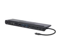 Manhattan USB-C Dock/Hub with Card Reader and MST, Ports (x9): Audio 3.5mm, DisplayPort, Ethernet, HDMI, USB-A (x3), USB-C and VGA, With Power Delivery (100W) to USB-C Port (Note add USB-C wall charge
