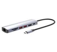 Manhattan USB-C Dock/Hub with Card Reader, Ports (x5): Ethernet, HDMI, USB-A (x2) and USB-C, With Power Delivery (100W) to USB-C Port (Note additional USB-C wall charger and USB-C cable needed), USB 3