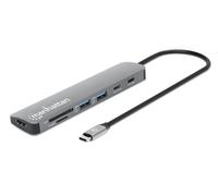 Manhattan USB-C Dock/Hub with Card Reader - HDMI, 2x USB-A, 2x USB-C, 100W PD - Universal
