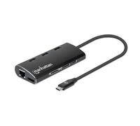 Manhattan USB-C Dock/Hub with Card Reader, Ports (x6): Ethernet, HDMI, USB-A ...