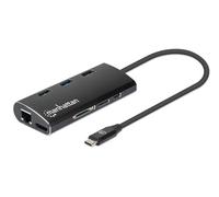 Manhattan Usb-C Dock/Hub With Card Reader Ports X6: Ethernet Hdmi Usb-A X3 And U