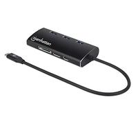 Manhattan USB-C Dock/Hub with Card Reader Ports (x6): Ethernet HDMI USB-A (x3) and USB-C With Power Delivery (100W) to USB-C Port (Note additional USB-C wall charger and USB-C cable needed) Universal