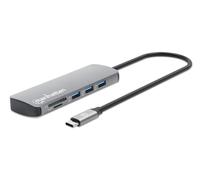 Manhattan USB-C Dock/Hub with Card Reader, Ports (x7): Ethernet, HDMI, USB-A (x3) and USB-C (x2), With Power Delivery (100W) to USB-C Port (Note additional USB-C wall charger and USB-C cable needed),