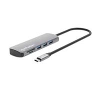 Manhattan USB-C Dock/Hub with Card Reader, Ports (x7): Ethernet, HDMI, USB-A (x3) and USB-C (x2), With Power Delivery (100W) to USB-C Port (Note additional USB-C wall charger and USB-C cable needed),