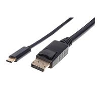 Manhattan USB-C to DisplayPort Cable, 4K@60Hz, 2m, Male to Male, Black, Not Bi-Directional, Three Year Warranty, Equivalent to CDP2DP2MBD
