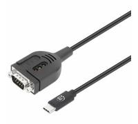 Manhattan USB-C to Serial Converter cable, 1m, Male to Male, Serial/RS232/COM/DB9, Prolific PL2303GT Chip, Black cable, Three Years Warranty