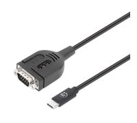 Manhattan USB-C to Serial Converter cable, 1m, Male to Male, Serial/RS232/COM/DB9, Prolific PL2303GT Chip, Black cable, Three Years Warranty