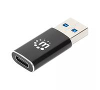 Manhattan USB-C to USB-A Adapter Female to Male 10 Gbps (USB 3.2 Gen2 aka USB 3.1) SuperSpeed+ USB Black Lifetime Warranty