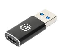 Manhattan USB 3.2 Gen 2 Type A Male to Type C Female Adapter 10Gbps SuperSpeed+ USB 3A Aluminum Black