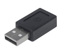 Manhattan USB-C to USB-A Adapter, Female to Male, 480 Mbps (USB 2.0), Hi-Speed USB, Black, Lifetime Warranty