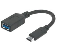 Manhattan Usb-C To Usb-A Cable 15Cm Male To Female Black 5 Gbps Usb 3.2 Gen1 Aka