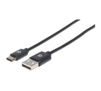 Manhattan USB-C to USB-A Cable. 1m. Male to Male. Black. 480 Mbps (USB