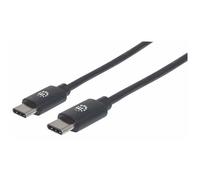 Manhattan USB-C to USB-C Cable 1m Male to Male 480 Mbps (USB 2.0) 3A (fast charging) Hi-Speed USB Black Lifetime Warranty Equivalent to USB2CC1M