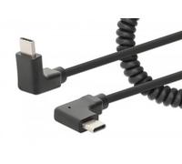 Manhattan USB-C to USB-C Cable, 1m, Male to Male, Black, 480 Mbps (USB 2.0), Tangle Resistant Curly Design, Angled Connectors, Ideal for Charging Cabinets/Carts, Power Delivery up to 60W, Charge only 
