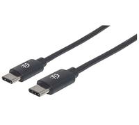Manhattan USB-C to USB-C Cable, 2m, Male to Male, 480 Mbps (USB 2.0), 5A (super fast charging), Hi-Speed USB, Black, Lifetime Warranty, Polybag