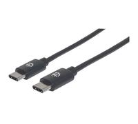 Manhattan USB-C to USB-C Cable 2m Male to Male Black 480 Mbps (USB 2.0) 3A Hi-Speed USB Lifetime Warranty Equivalent to USB2CC2M