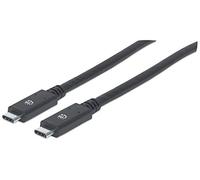 Manhattan USB-C to USB-C Cable – 2m, Male-to-Male, 5 Gbps USB 3.2 Gen1, 3A fast charging, Black