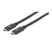 Manhattan USB-C to USB-C Cable 2m Male to Male Black 5 Gbps (USB 3.2 Gen1 aka USB 3.0) 3A (fast charging) SuperSpeed USB Lifetime Warranty Equivalent to USB315CC2M