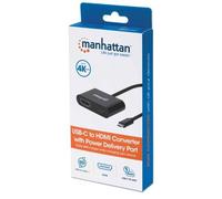 Manhattan USB-C To USB-C/HDMI Cable- 19.CM Male/Female Black