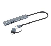 Manhattan USB-C & USB-A Combo Dock/Hub, Ports (4): USB-A (x2) and USB-C (x2), 5 Gbps (USB 3.2 Gen1 aka USB 3.0), External Power Supply Not Needed, Aluminium, SuperSpeed USB, Space Grey