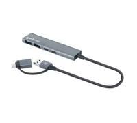 Manhattan USB-C & USB-A Combo Dock/Hub, Ports (4): USB-A (x2) and USB-C (x2), 5 Gbps (USB 3.2 Gen1 aka USB 3.0), External Power Supply Not Needed, Aluminium, SuperSpeed USB, Space Grey