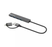 Manhattan USB-C & USB-A Combo Dock/Hub, Ports (4): USB-A (x4), 5 Gbps (USB 3.2 Gen1 aka USB 3.0), External Power Supply Not Needed, Cable 25cm, SuperSpeed USB, Black, Retail Box
