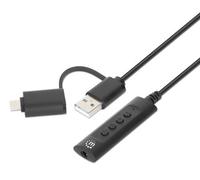 Manhattan USB-C & USB-A to 3.5 mm Stereo Audio Aux Adapter Cable, 2-in-1, Male to Female, Cable 1m, Supports a Headset's Mic and Audio Function, CTIA Standard, Volume and Mute Control, Black