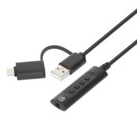 Manhattan USB-C & USB-A to 3.5 mm Stereo Audio Aux Adapter Cable 2-in-1 Male to Female Cable 1m Supports a Headset's Mic and Audio Function CTIA Standard Volume and Mute Control Black