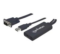 Manhattan VGA and USB-A to HDMI Converter, Analog VGA Video and USB Audio to Dig