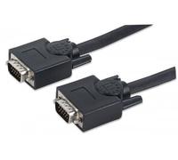 Manhattan VGA Monitor Cable, 30m, Black, Male to Male, HD15, Cable of higher SVGA Specification (fully compatible), Fully Shielded, Lifetime Warranty