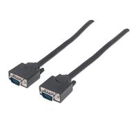 Manhattan VGA Monitor Cable 3m Black Male to Male HD15 Cable of higher SVGA Specification (fully compatible) Fully Shielded Lifetime Warranty Polybag