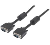 Manhattan VGA Monitor Cable (with Ferrite Cores) 3m Black Male to Male HD15 Cable of higher SVGA Specification (fully compatible) Shielding with Ferrite Cores helps minimise EMI interference for impro