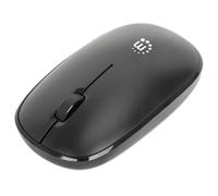 Manhattan MW3050 Wireless Optical Mouse, Black, 1200dpi, 2.4Ghz (up to 10m), USB, Ambidextrous, Three Button with Scroll Wheel, USB-A nano receiver, AA battery (included), Low friction base, USB versi
