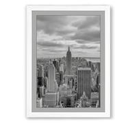 Manhattan's Skyline Vintage Framed Wall Art Print A1 (84.1×59.4cm) White, Wall Decor for Living Room, Bedroom, Office & Home, Ready to Hang, Art Gift