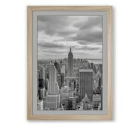 Manhattan's Skyline Vintage Framed Wall Art Print A2 (59.4×42cm) Oak, Wall Decor for Living Room, Bedroom, Office & Home, Ready to Hang, Art Gift