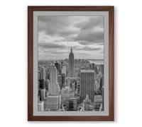 Manhattan's Skyline Vintage Framed Wall Art Print A3 (42×29.7cm) Walnut, Wall Decor for Living Room, Bedroom, Office & Home, Ready to Hang, Art Gift