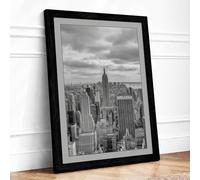 Manhattan's Skyline Vintage Framed Wall Art Print A3 Black