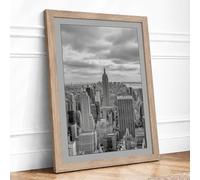 Manhattan's Skyline Vintage Framed Wall Art Print A3 Oak