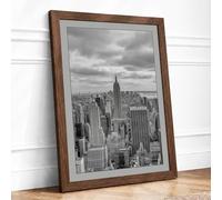 Manhattan's Skyline Vintage Framed Wall Art Print A3 Walnut