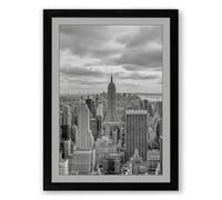 Manhattan's Skyline Vintage Framed Wall Art Print A4 (29.7×21cm) Black, Wall Decor for Living Room, Bedroom, Office & Home, Ready to Hang, Art Gift