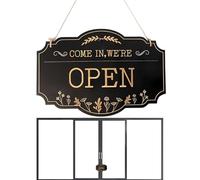 manhegari Open And Closed Sign,Double-Sided Wood Hand-Painted Indicator | Business Door Sign,for Family Friends Students Adults Indoor Office Shop Commercial Outdoor