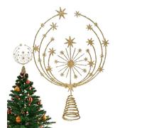 manhegari Tree Topper | 3D Snowflake Star Christmas Tree Topper | Metal Lightweight Ornaments Display for Indoor Outdoor Living Room Home Fall Halloween Store