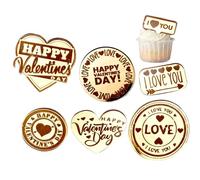 manhegari Valentine Day Cupcake Topper,Acrylic Decorative Party Sign,Heart Cupcake Toppers - for Wedding Baking Mothers Treats Cookie Food