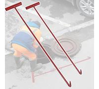Manhole Cover Hook,2 Pcs Portable Manhole Lifter Tool Set, Sharp T-Handle Drag Hook for Easy Manhole Cover Removal, Versatile 60cm Key for Efficient Access to Utility Covers
