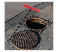 Manhole Cover Hook, Manhole Cover Lifter, Single Manhole Cover Puller with Red Rubber Handle, Versatile Pulling Tool for Roller Shutter/Goods(65cm (25 5/8"))