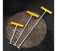 Manhole Cover Hook, Portable Steel Tool Lifter for Storm Drain and Septic Covers, Non-slip Handles Pry Bar