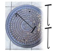 Manhole Cover Lifter,Manhole Hook, 2 Pcs Black Manhole Hook Tool, Stainless Steel Manhole Puller, Versatile Lifting Hooks(35cm(13 3/4"))