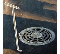 Manhole Cover Lifter,Manhole Hook, Manhole Hook Single Manhole Covers Lifting Keys Brass, Portable Septic Tank Risers Hooks Keys T Shaped Handle(Blunt Head,80cm (31 1/2"))