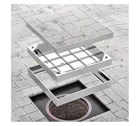 Manhole Covers Outdoor Heavy Duty,13- 41 Inch Stainless Steel Recessed Sewage Basin Cover Square Septic Tank Lids,For Outdoor Patio/Garden/Garage/Highway(105x105cm(41.3"x41.3"))
